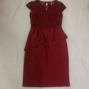 Wine Red peplum dress